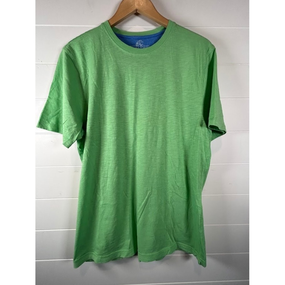 Islander Mens Green Slub Knit 100% Cotton Short Sleeve T-Shirt Size Medium